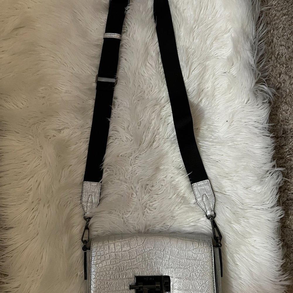Silver/Black Crossbody with Black Hardware